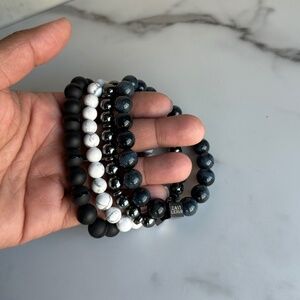 8mm and 10mm Beaded Stone Bracelet Stack
